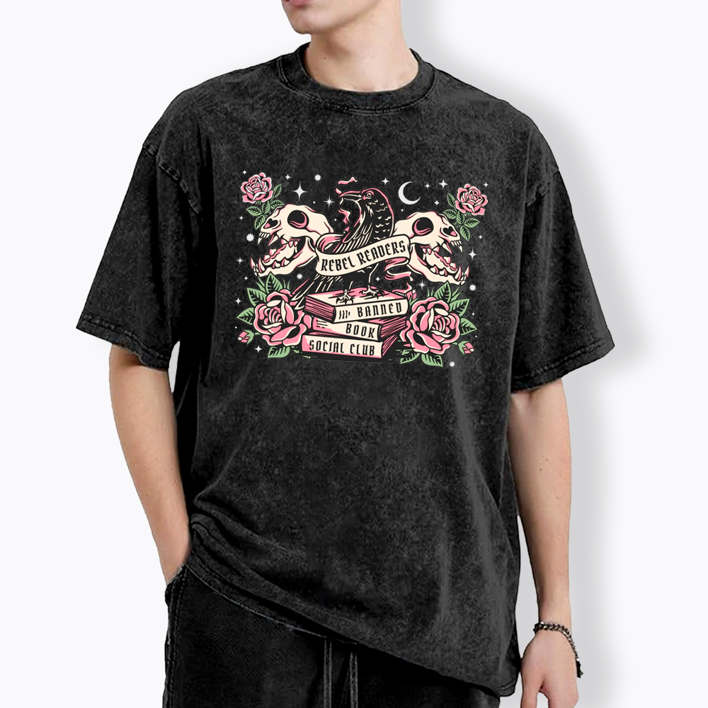 Rebel Readers Banned Book Social Club Washed T-Shirt