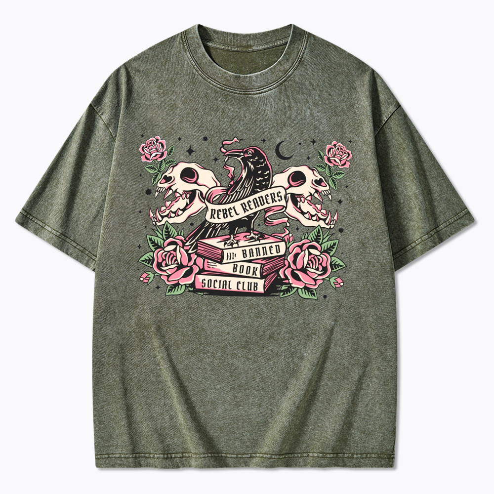 Rebel Readers Banned Book Social Club Washed T-Shirt