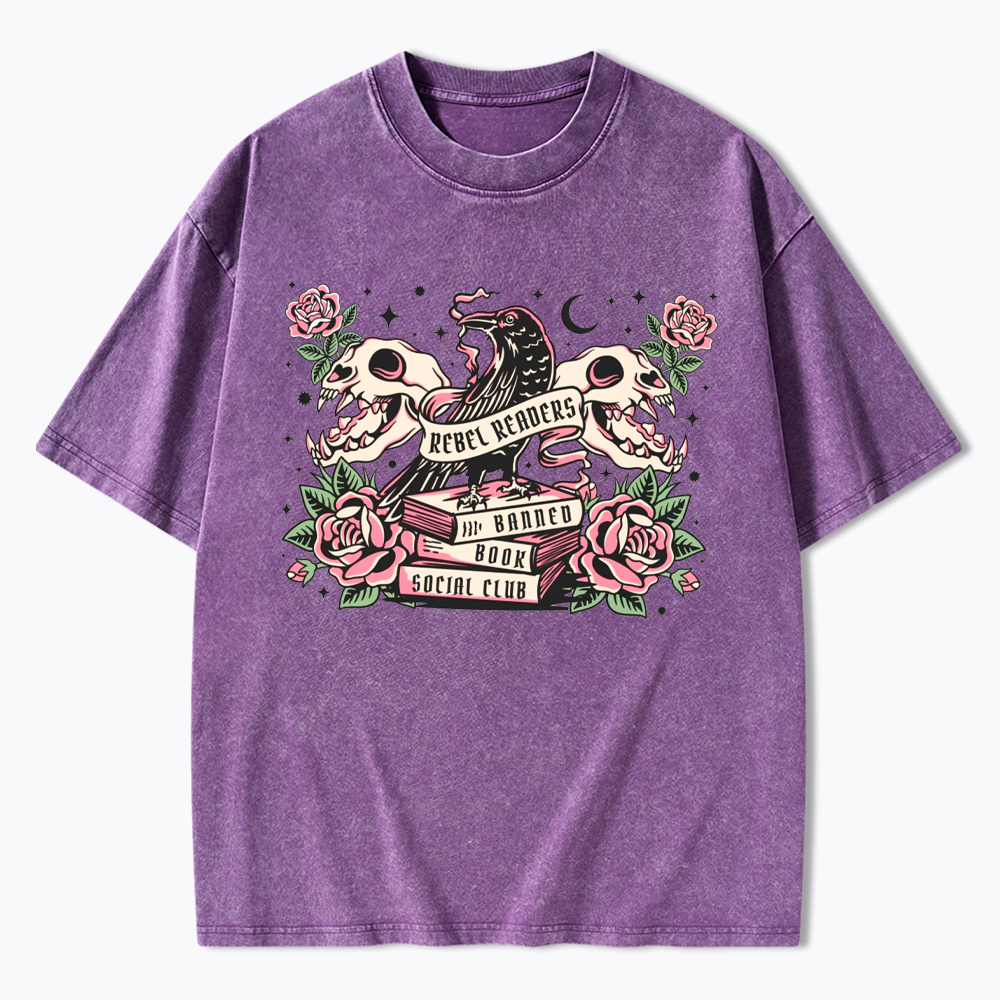 Rebel Readers Banned Book Social Club Washed T-Shirt