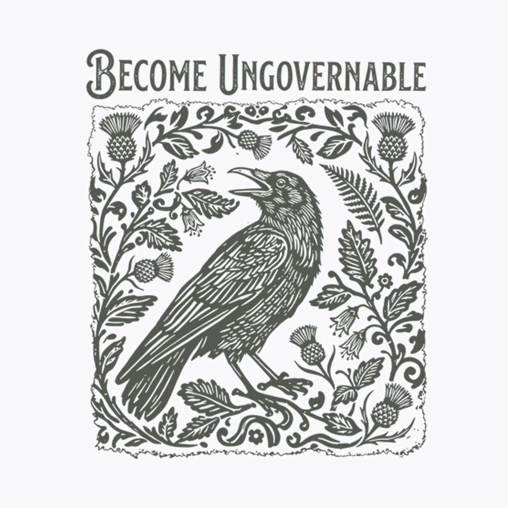 Become Ungovernable Folklore Crow Washed T-Shirt