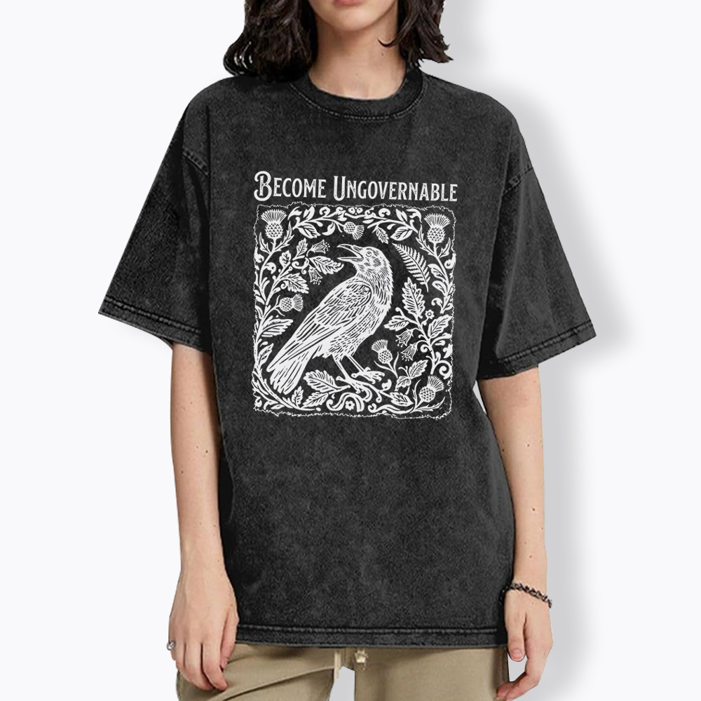 Become Ungovernable Folklore Crow Washed T-Shirt