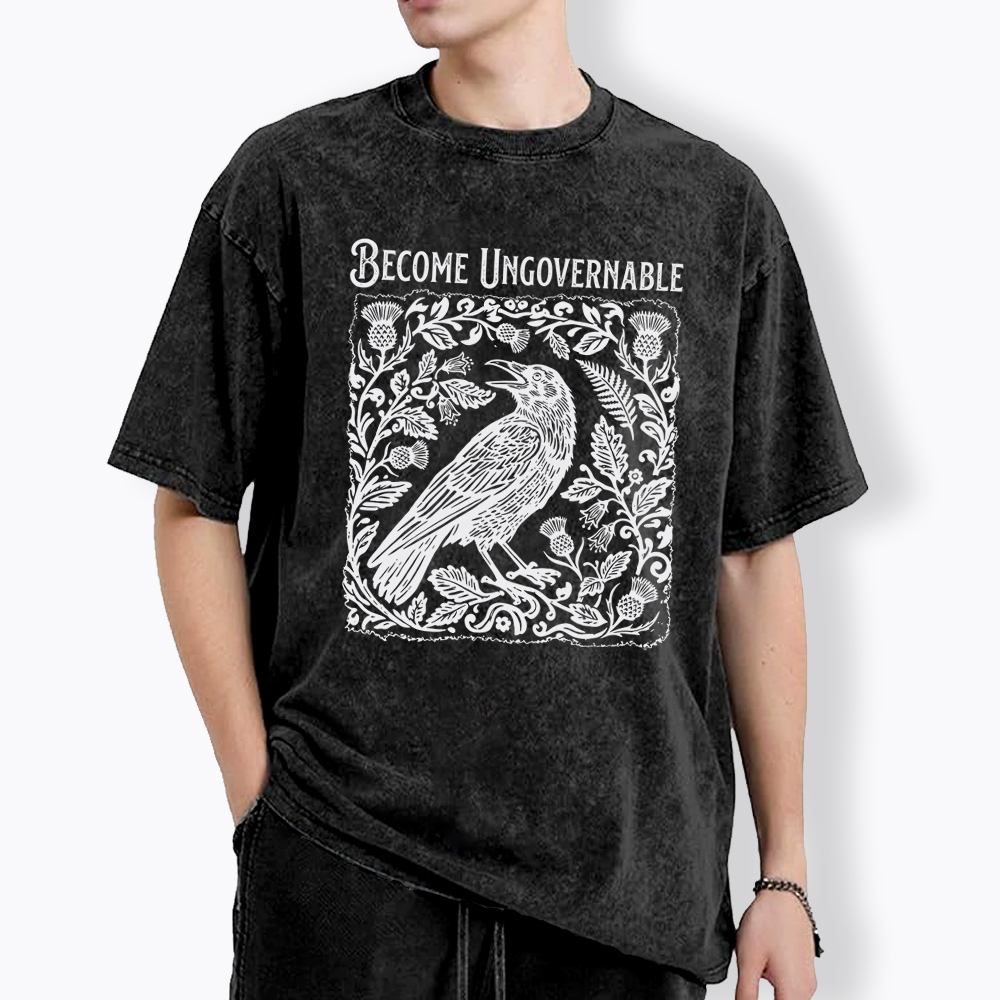 Become Ungovernable Folklore Crow Washed T-Shirt