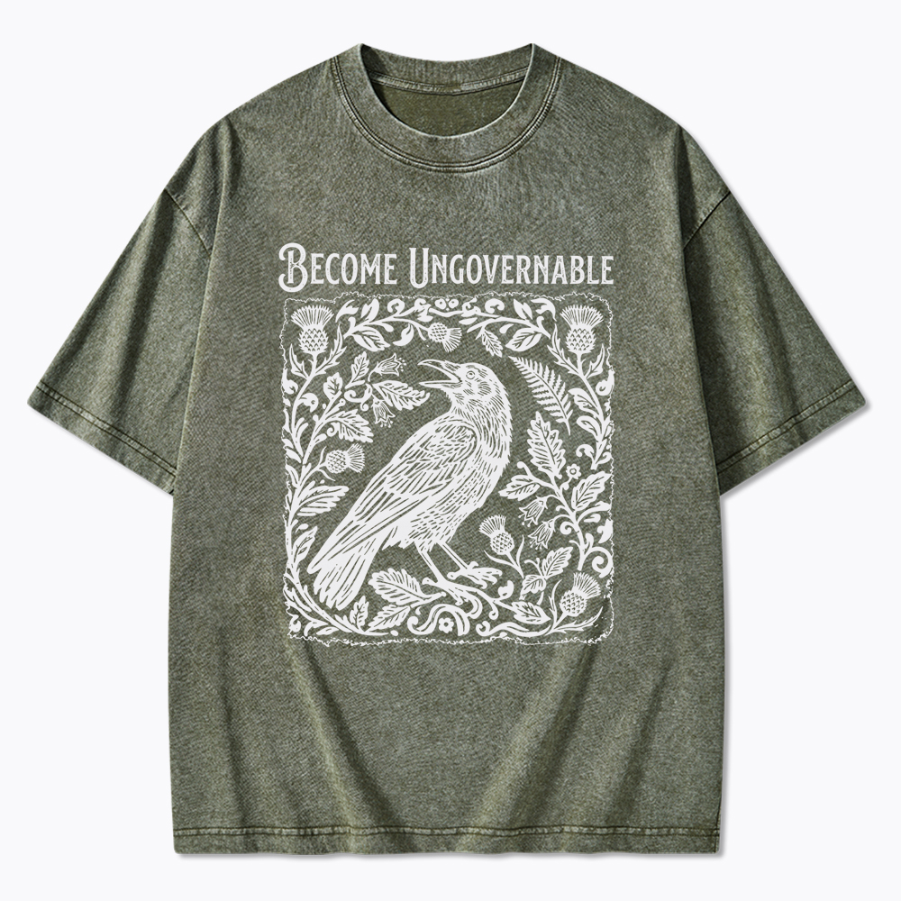 Become Ungovernable Folklore Crow Washed T-Shirt