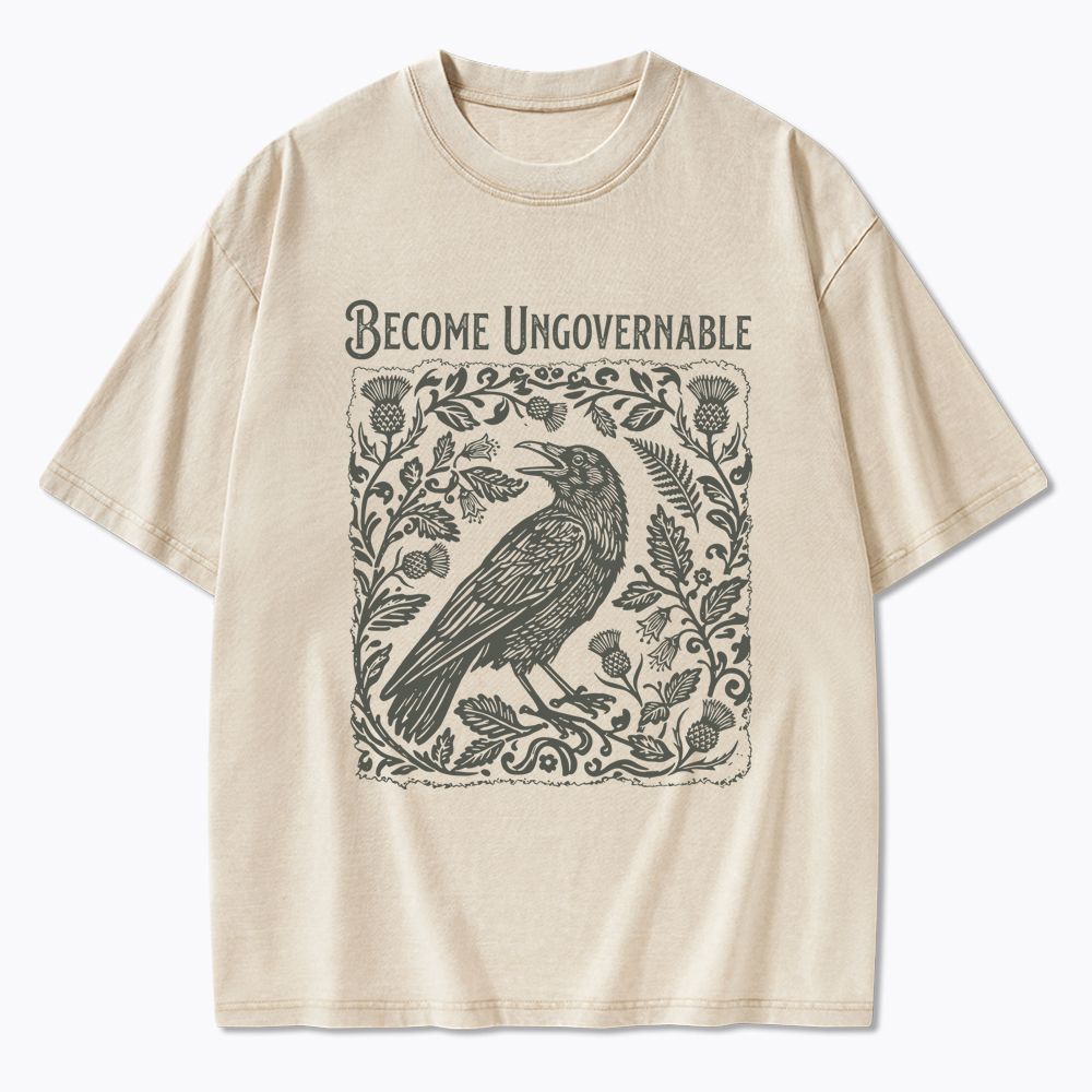 Become Ungovernable Folklore Crow Washed T-Shirt