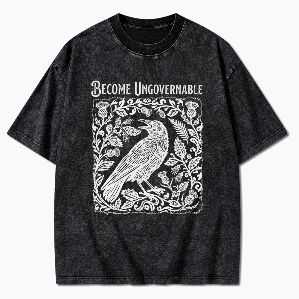 Become Ungovernable Folklore Crow Washed T-Shirt