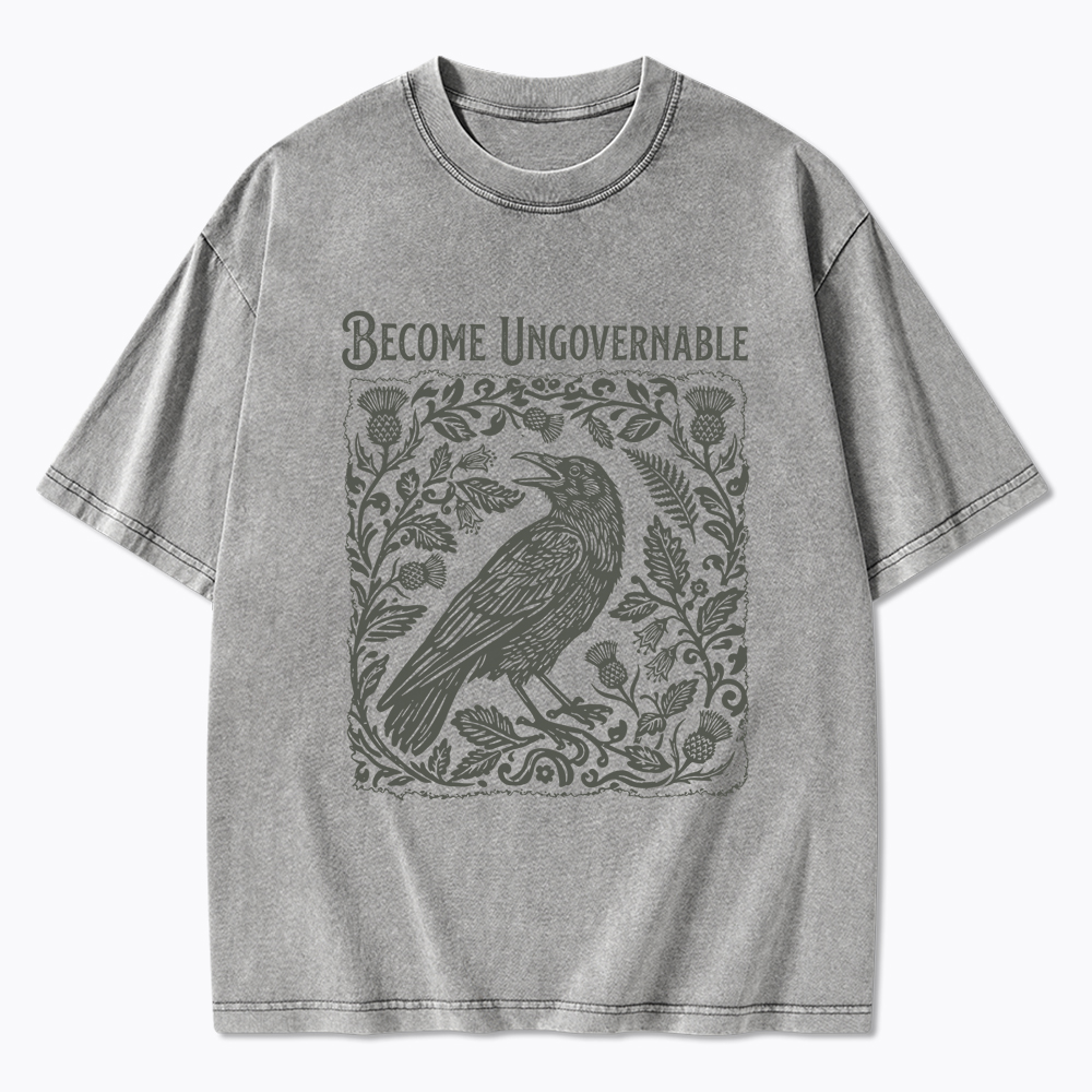 Become Ungovernable Folklore Crow Washed T-Shirt