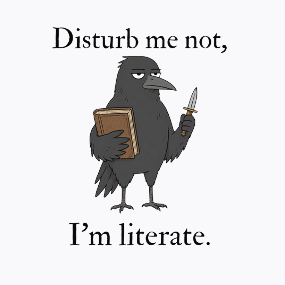 Funny Crow Book Disturb Me Not I'm Literate Washed T-Shirt