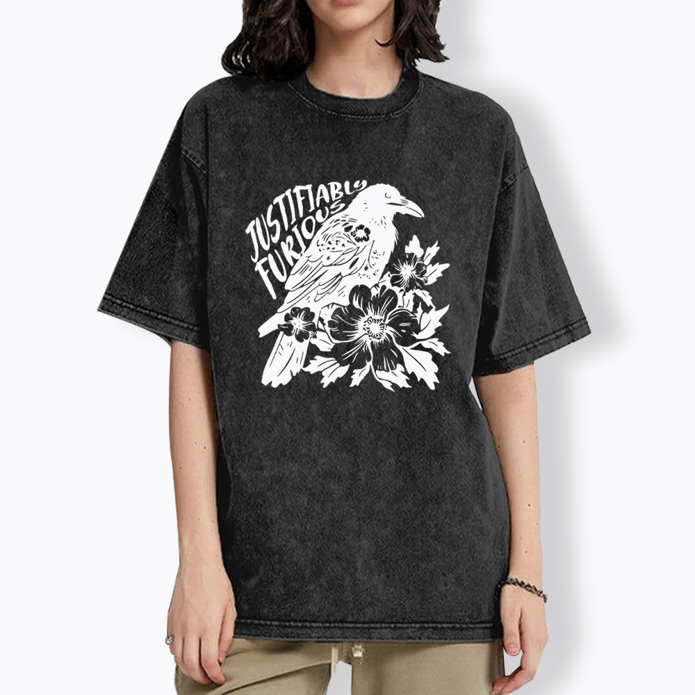 Justifiably Furious Raven Washed T-Shirt