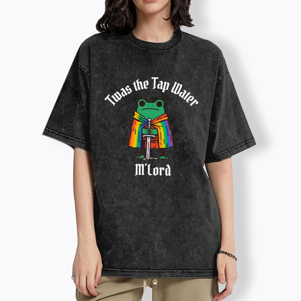 Twas the Tap Water Funny Frog LGBTQ Pride Washed T-Shirt