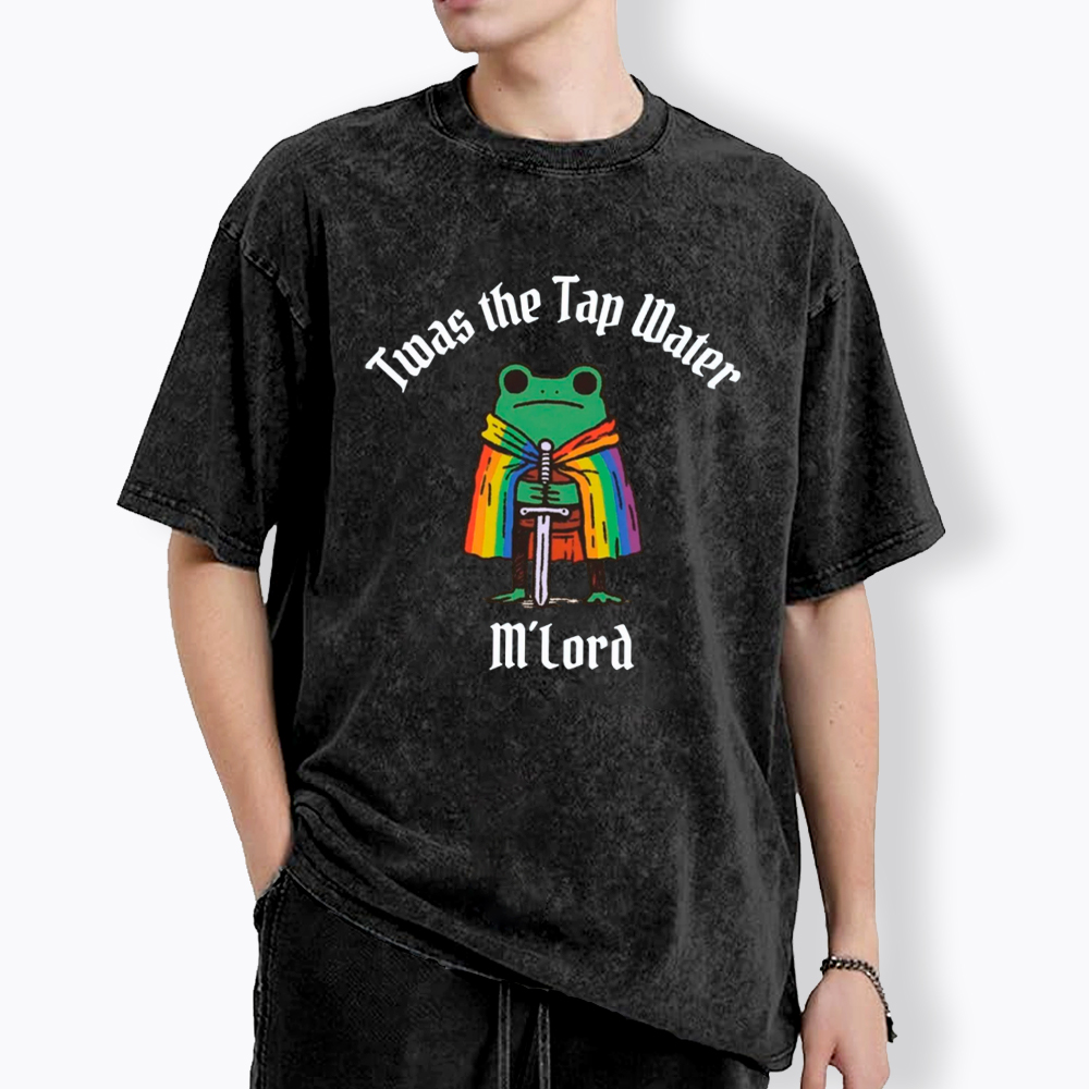 Twas the Tap Water Funny Frog LGBTQ Pride Washed T-Shirt