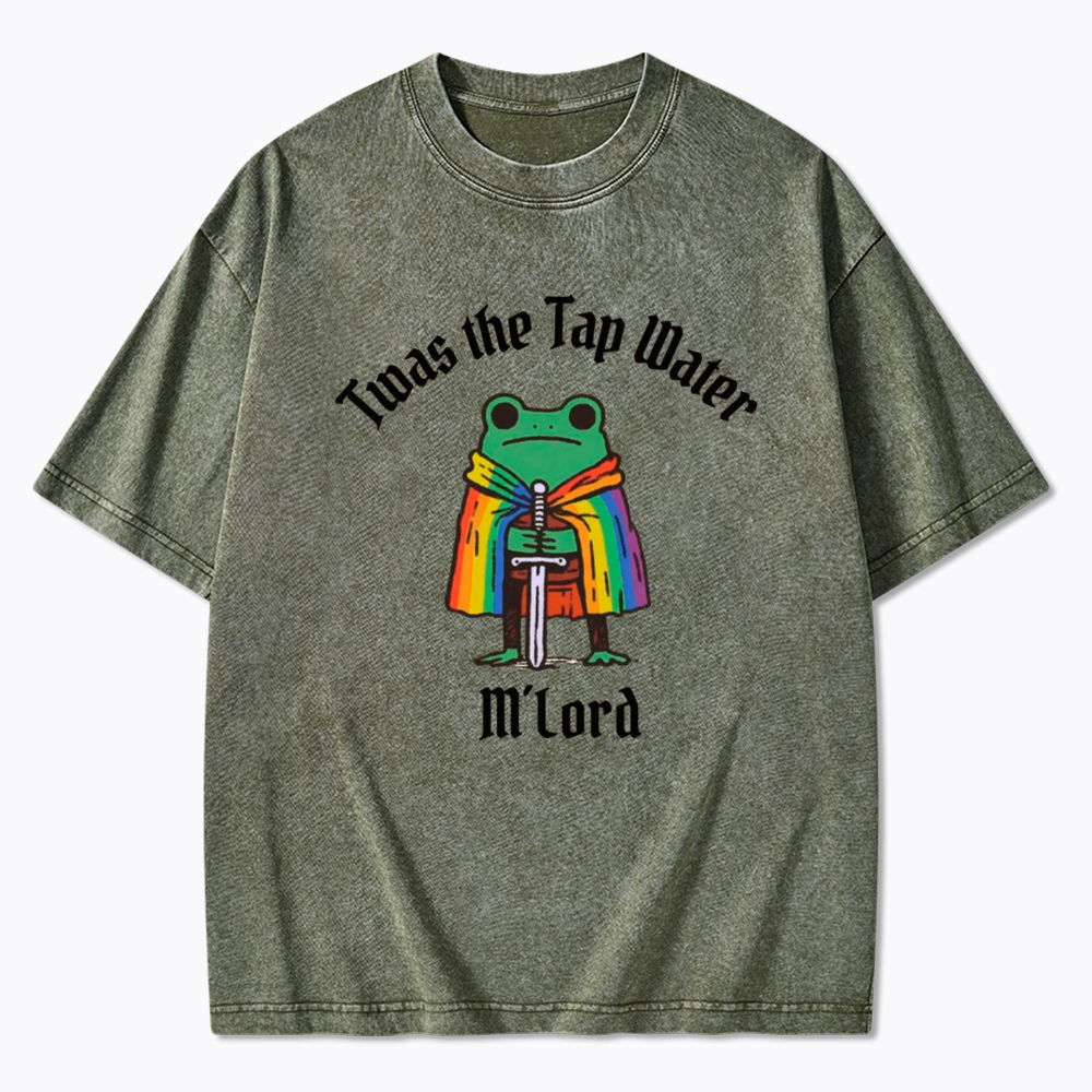 Twas the Tap Water Funny Frog LGBTQ Pride Washed T-Shirt
