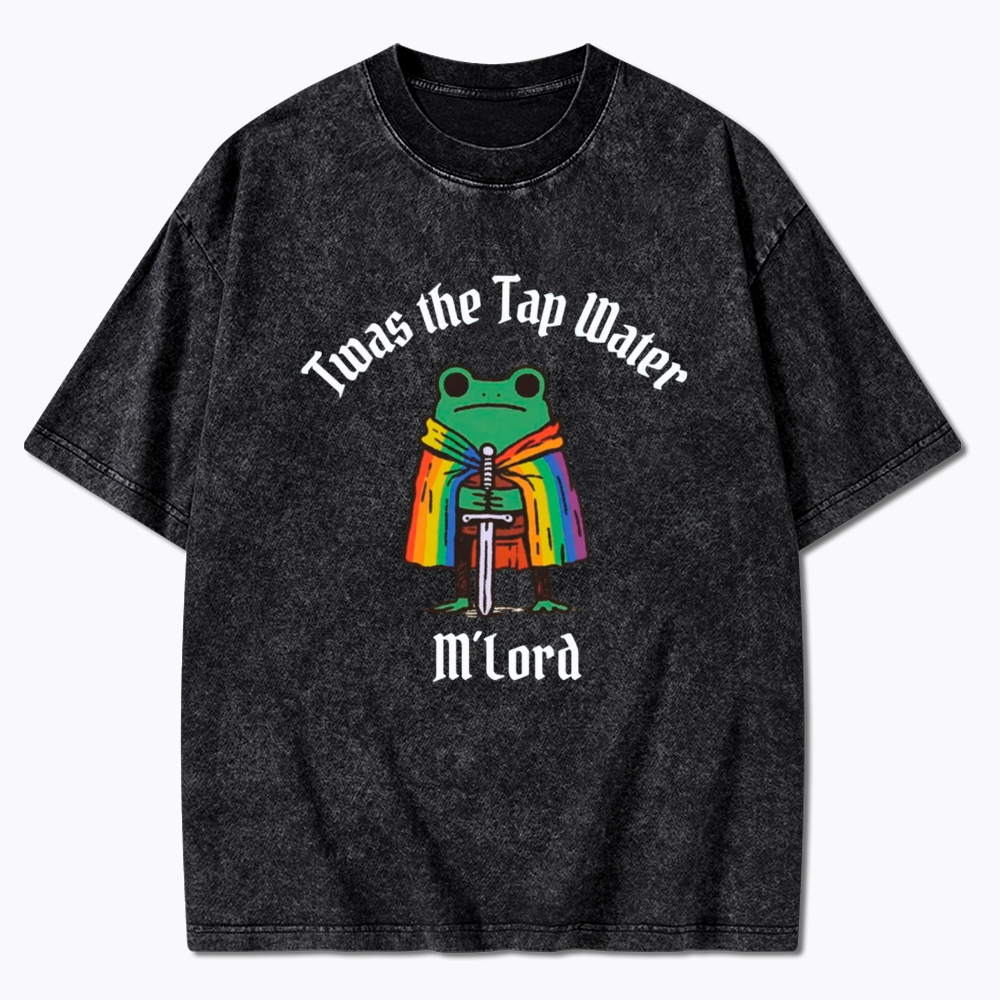 Twas the Tap Water Funny Frog LGBTQ Pride Washed T-Shirt