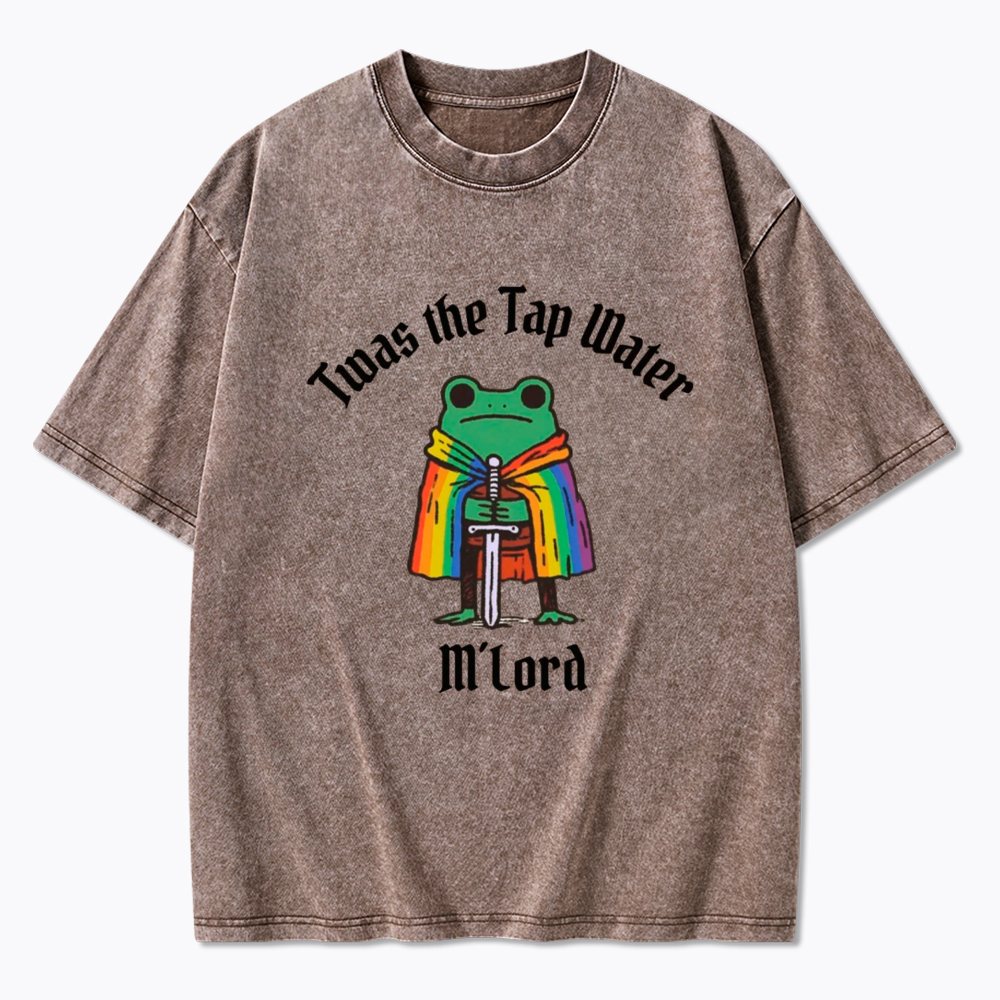 Twas the Tap Water Funny Frog LGBTQ Pride Washed T-Shirt