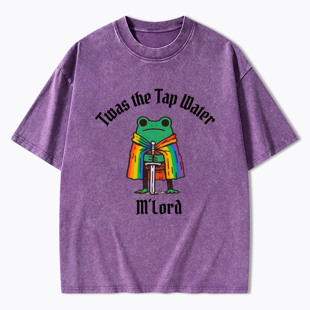 Twas the Tap Water Funny Frog LGBTQ Pride Washed T-Shirt