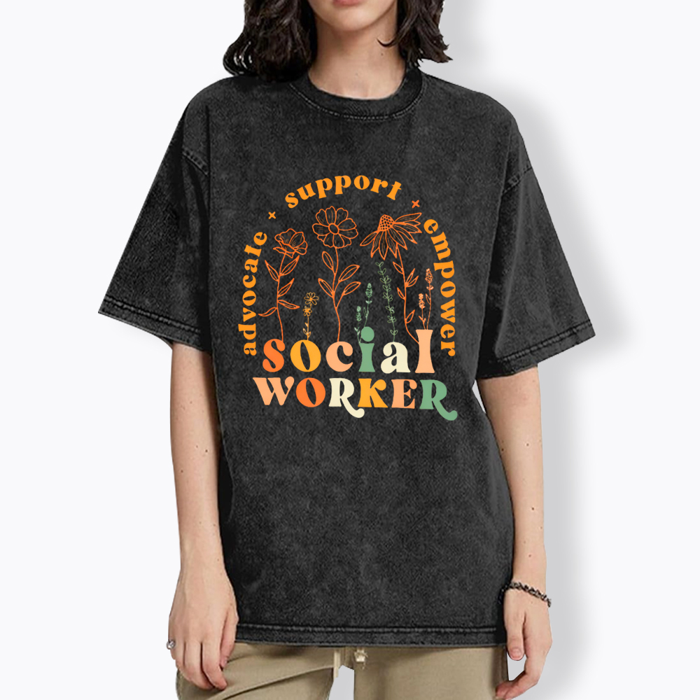 School Social Worker Washed T-Shirt