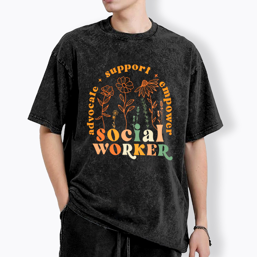 School Social Worker Washed T-Shirt