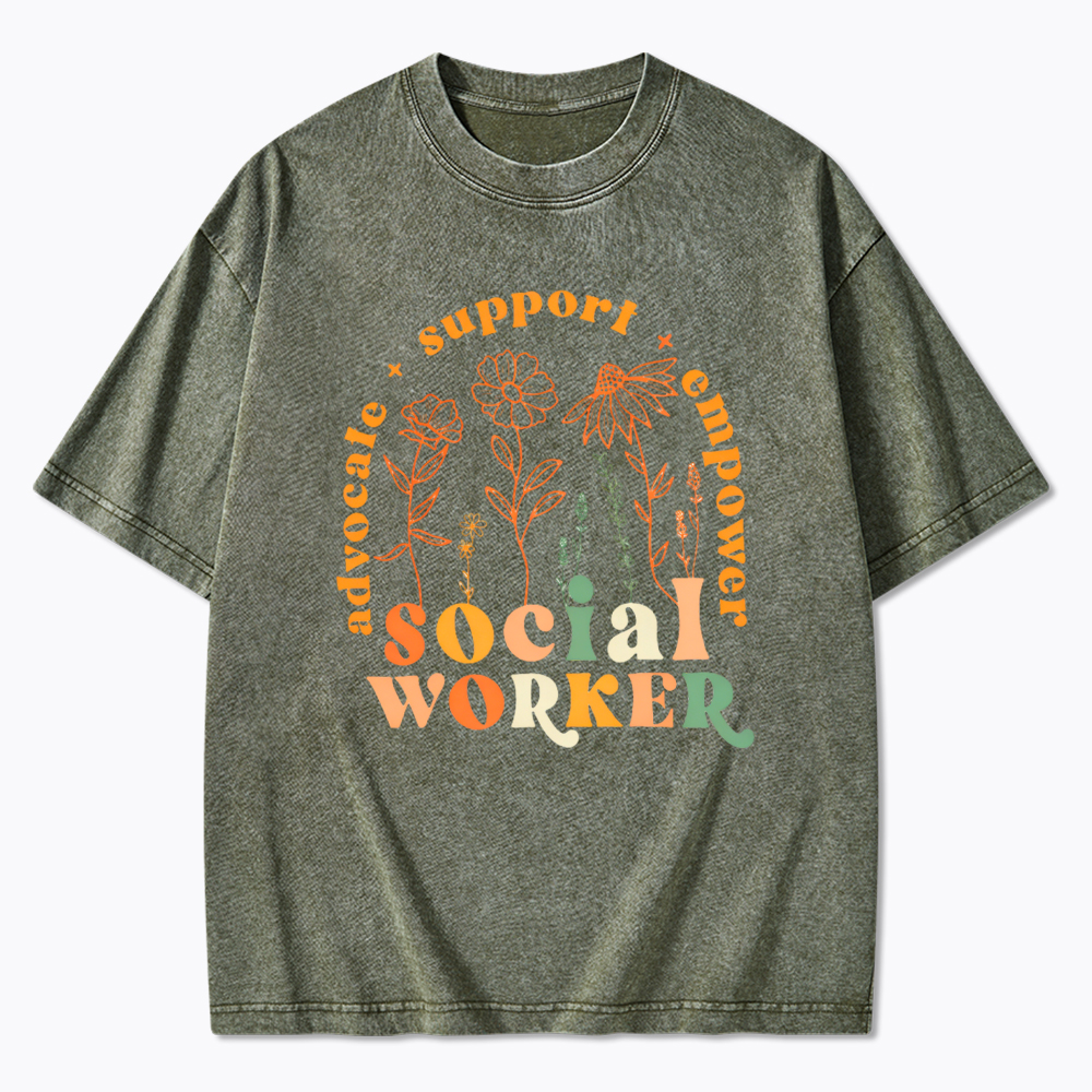 School Social Worker Washed T-Shirt