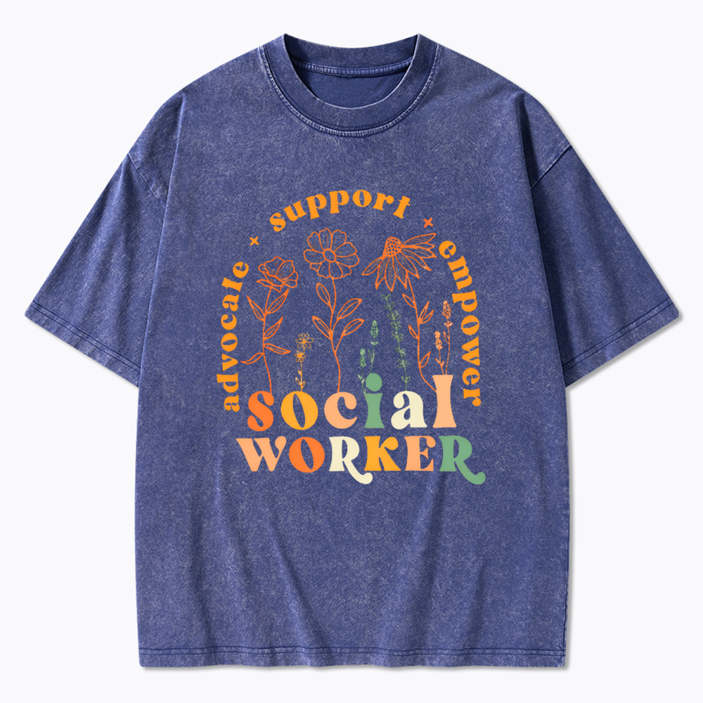 School Social Worker Washed T-Shirt