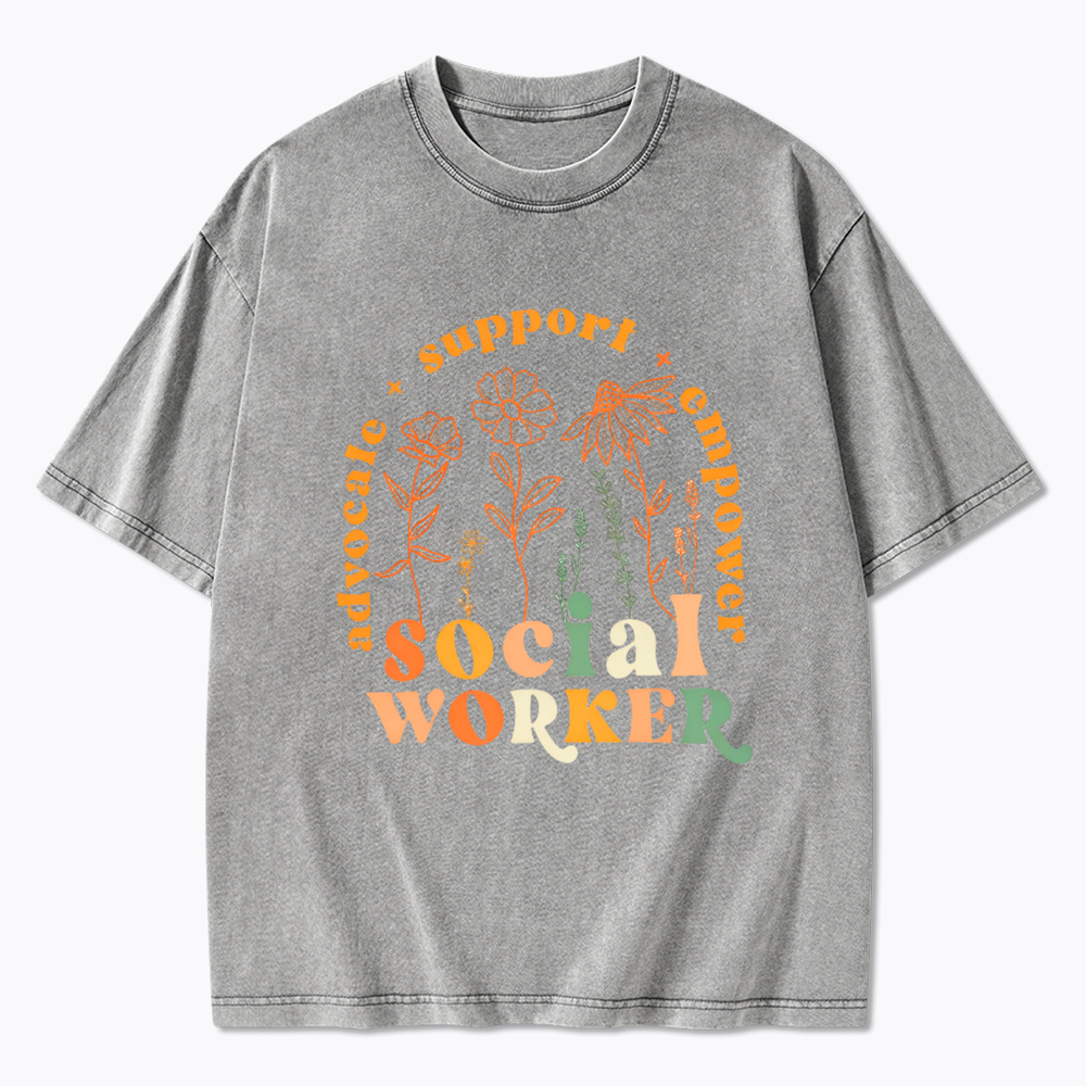 School Social Worker Washed T-Shirt