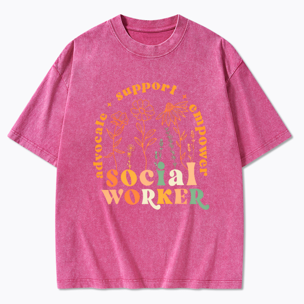 School Social Worker Washed T-Shirt