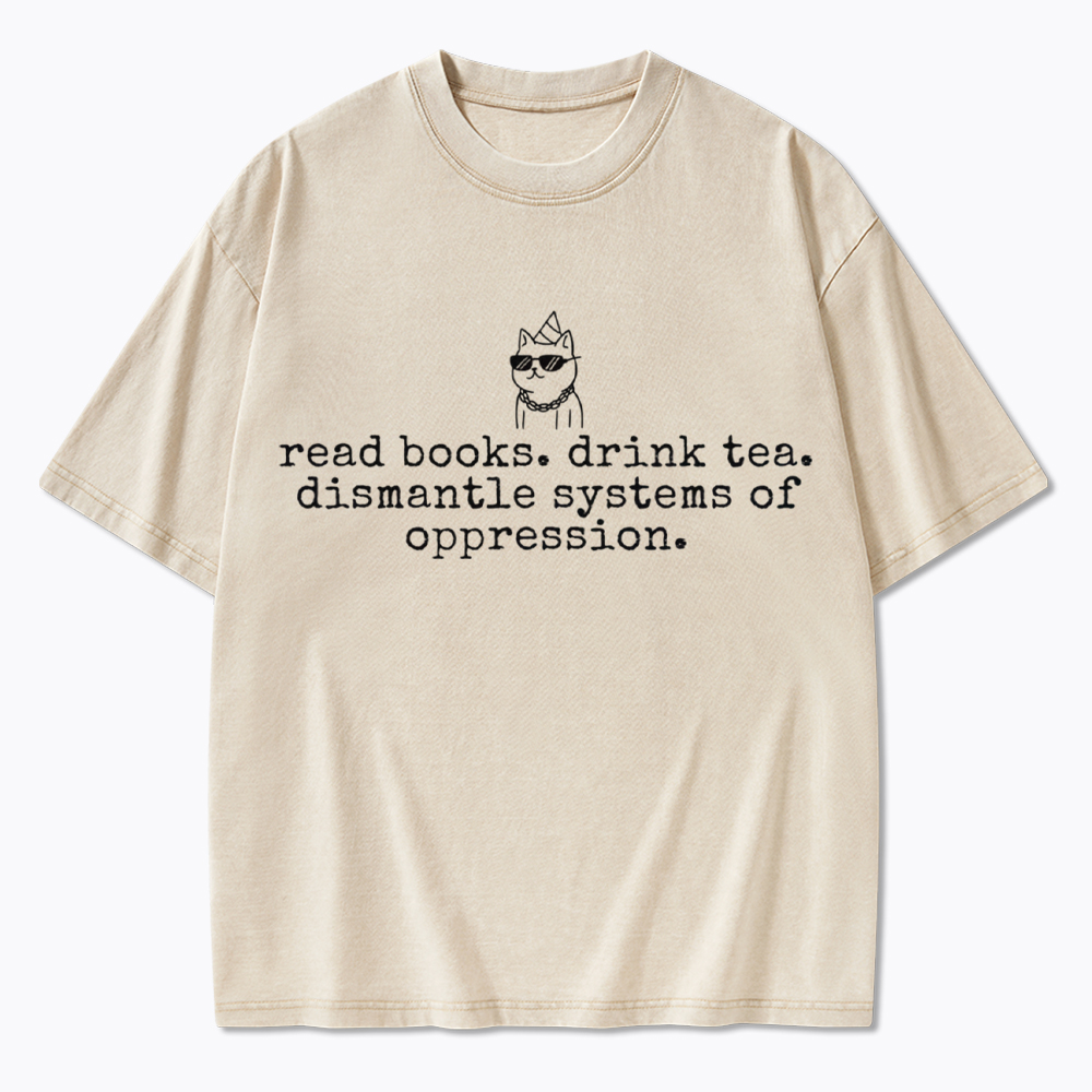 Books and Tea Books and Tea Washed T-Shirt