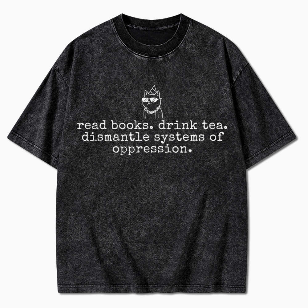 Books and Tea Books and Tea Washed T-Shirt