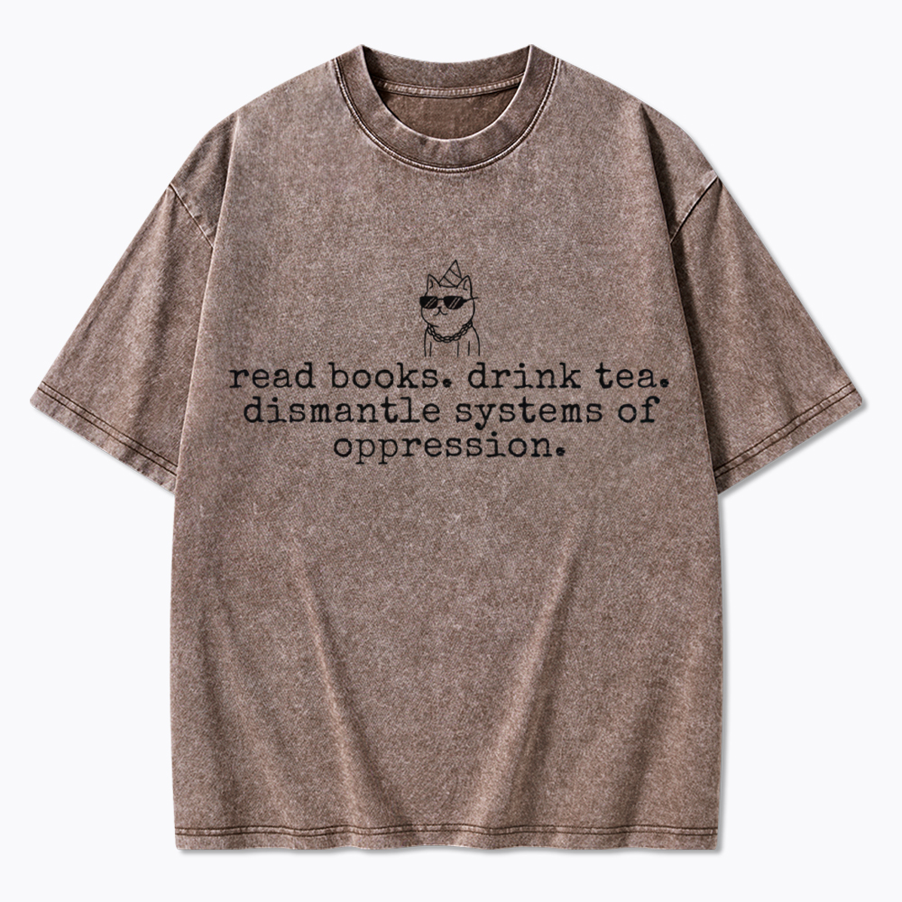 Books and Tea Books and Tea Washed T-Shirt