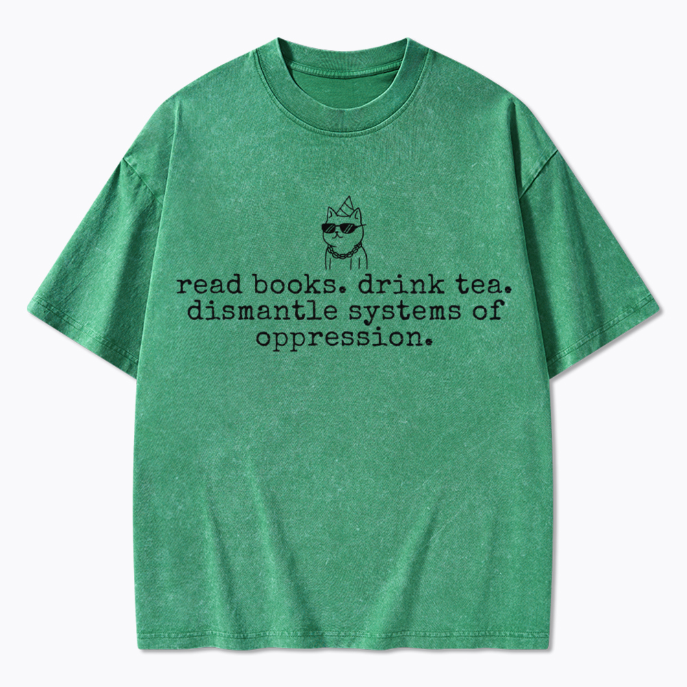 Books and Tea Books and Tea Washed T-Shirt