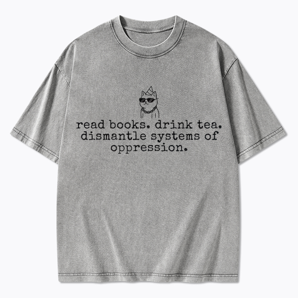 Books and Tea Books and Tea Washed T-Shirt