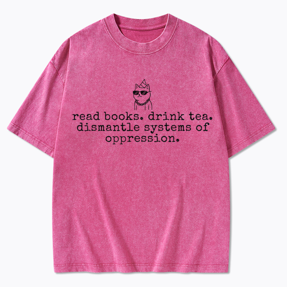 Books and Tea Books and Tea Washed T-Shirt