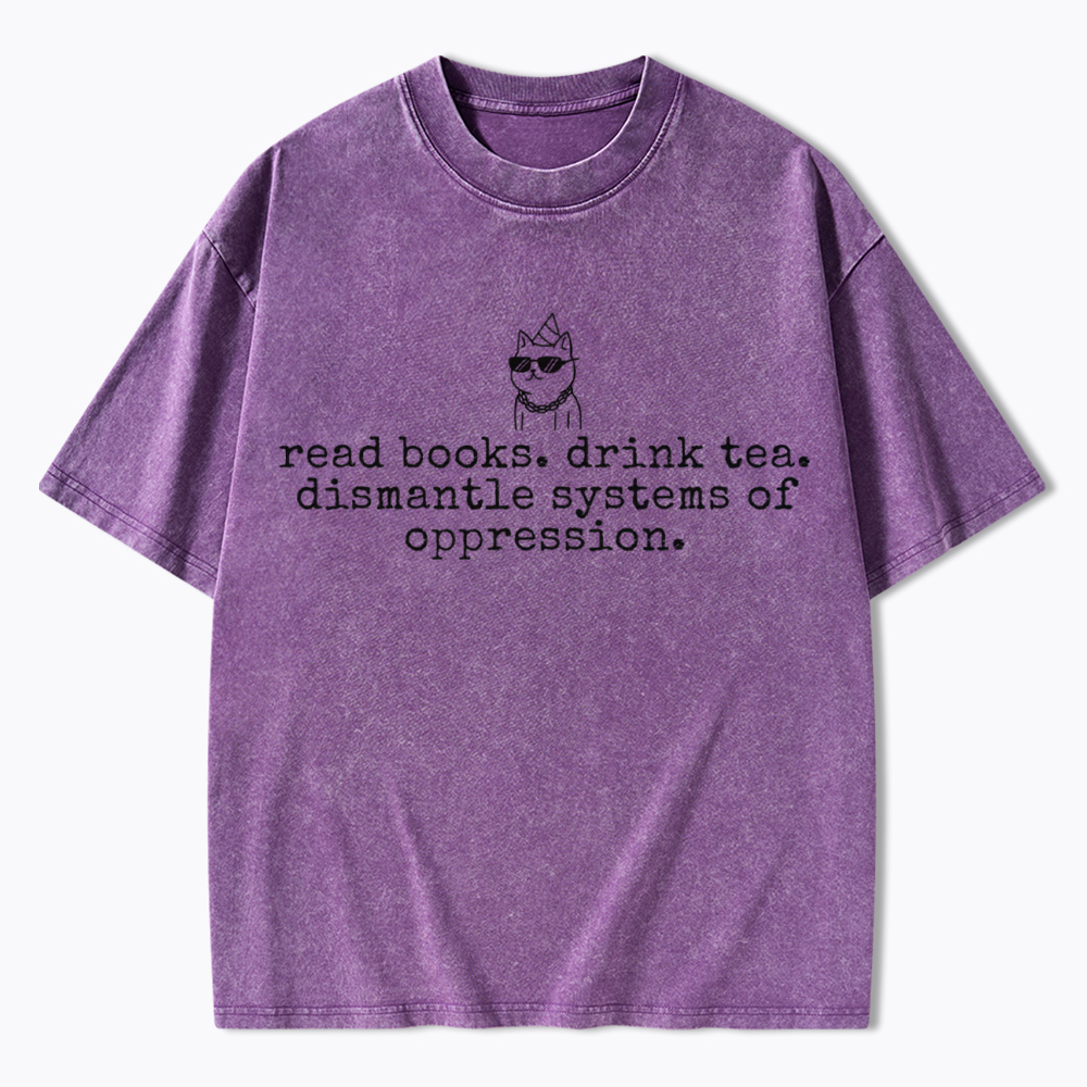 Books and Tea Books and Tea Washed T-Shirt