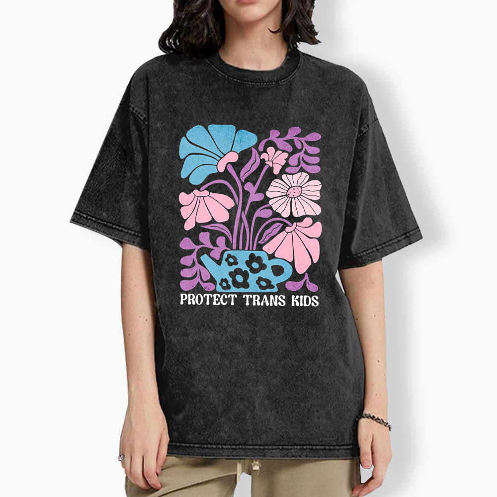 Protect Trans Kids Boho Washed T-Shirt