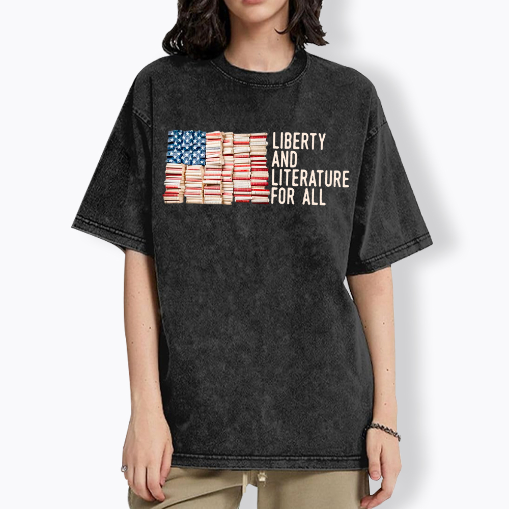 Liberty and Literature For All Washed T-Shirt