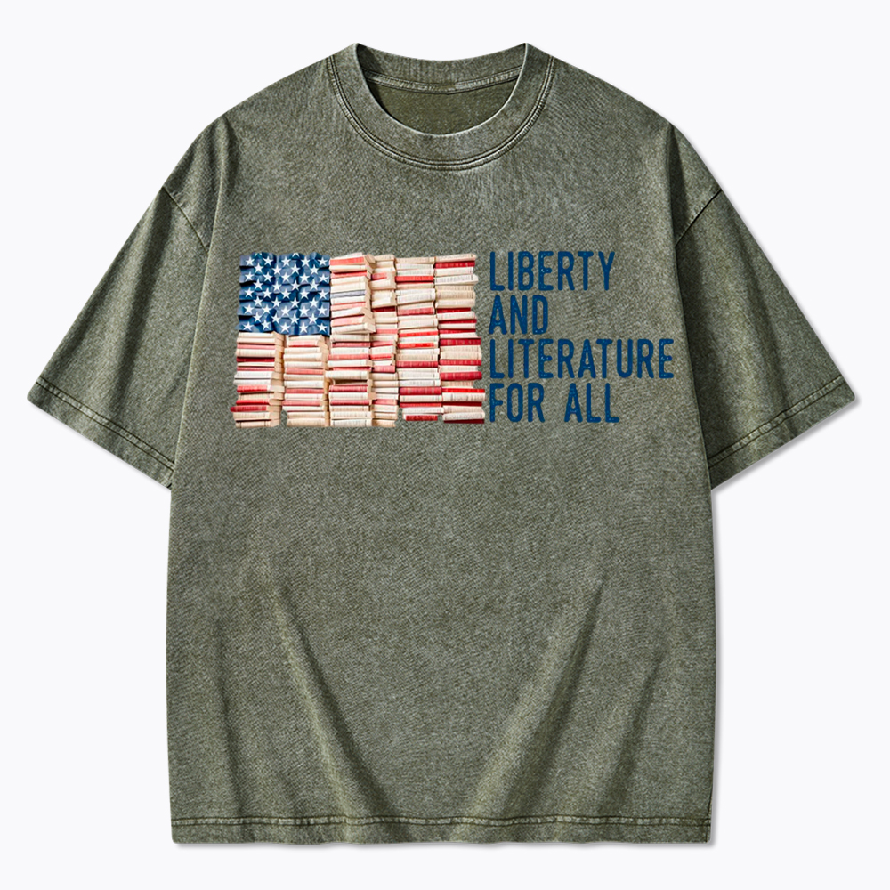 Liberty and Literature For All Washed T-Shirt