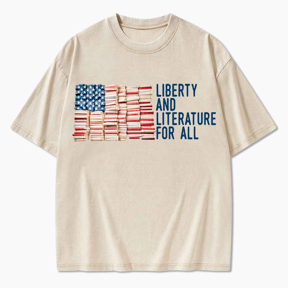 Liberty and Literature For All Washed T-Shirt