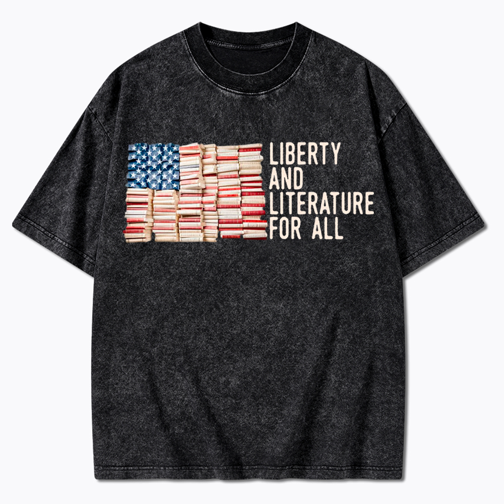 Liberty and Literature For All Washed T-Shirt