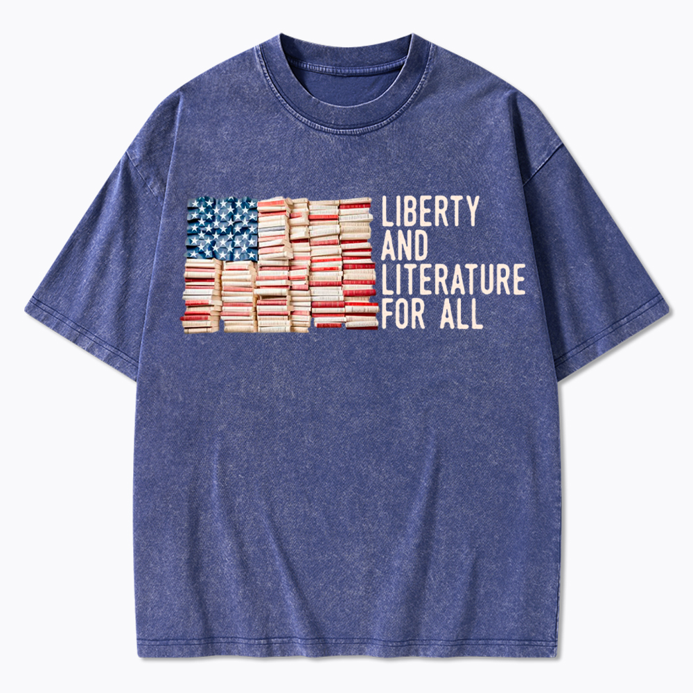 Liberty and Literature For All Washed T-Shirt
