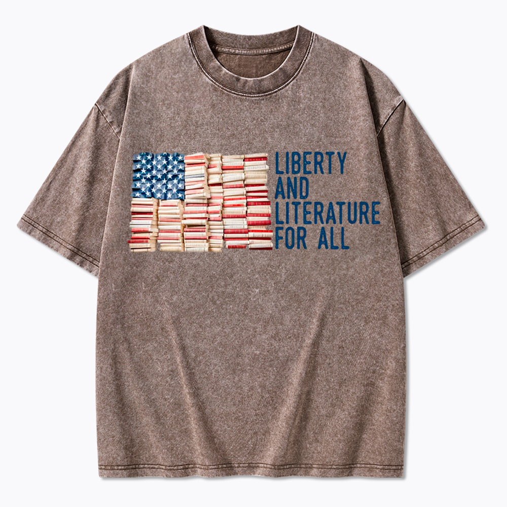 Liberty and Literature For All Washed T-Shirt