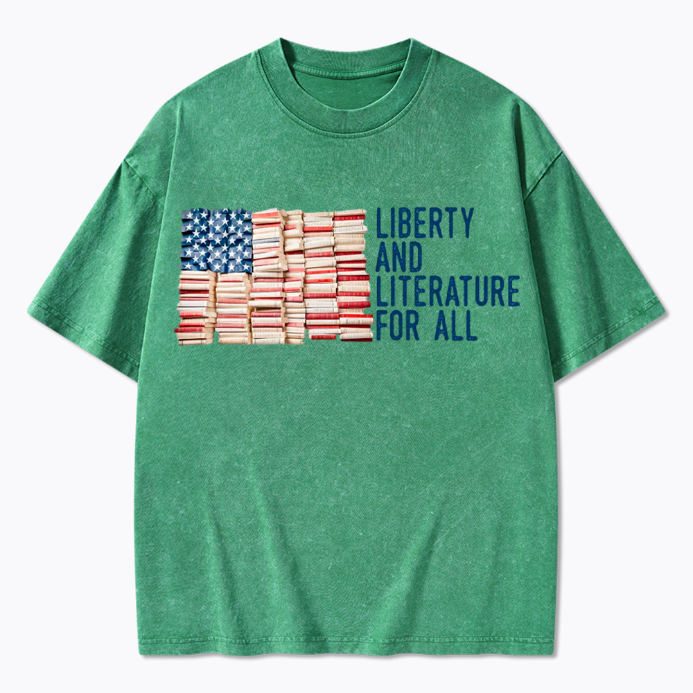 Liberty and Literature For All Washed T-Shirt