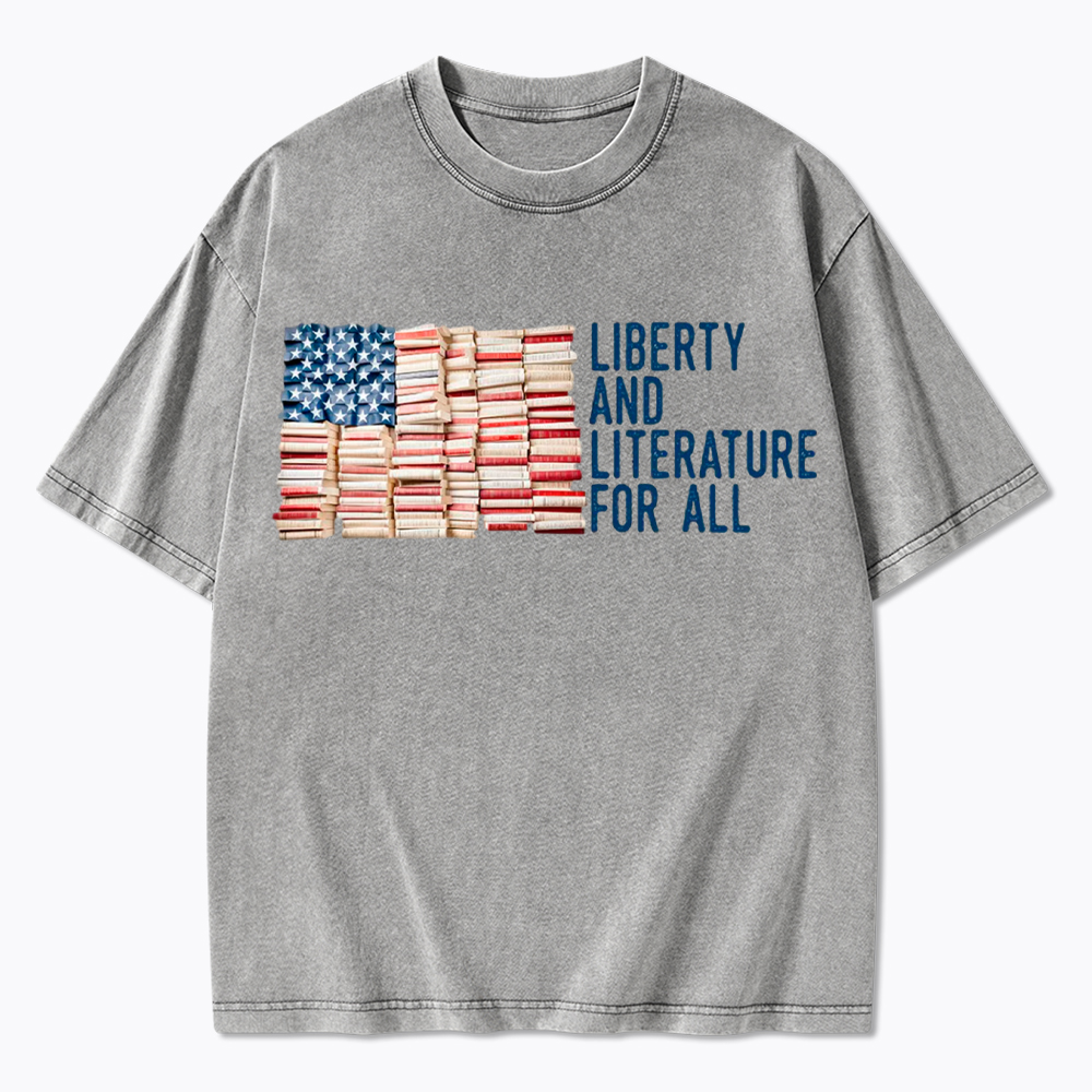 Liberty and Literature For All Washed T-Shirt