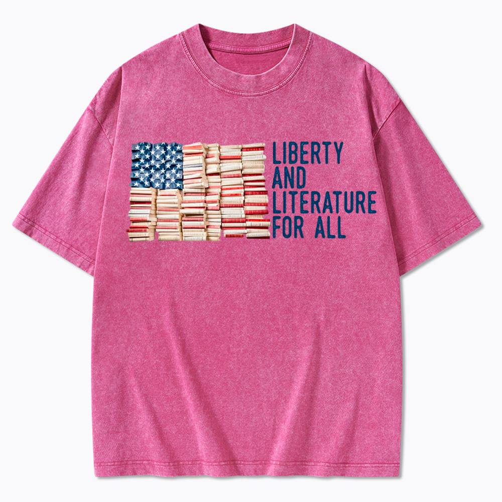 Liberty and Literature For All Washed T-Shirt