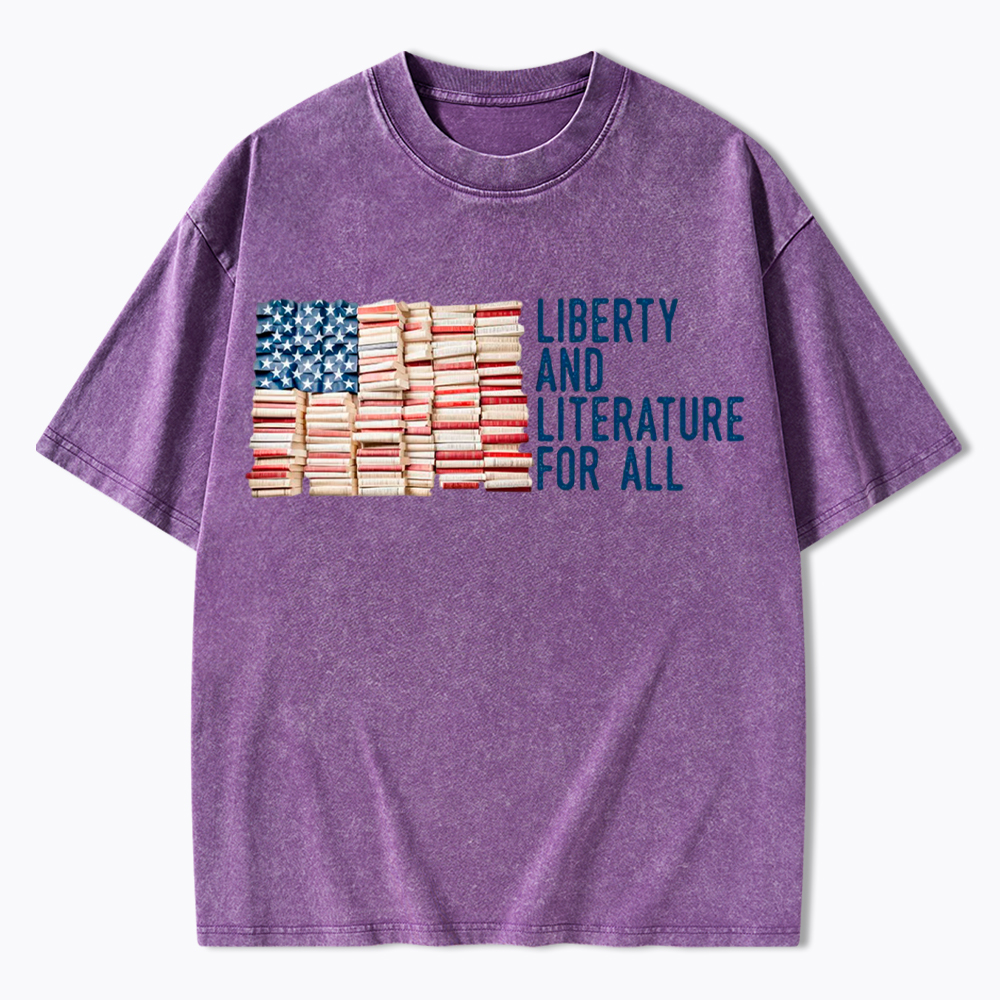 Liberty and Literature For All Washed T-Shirt