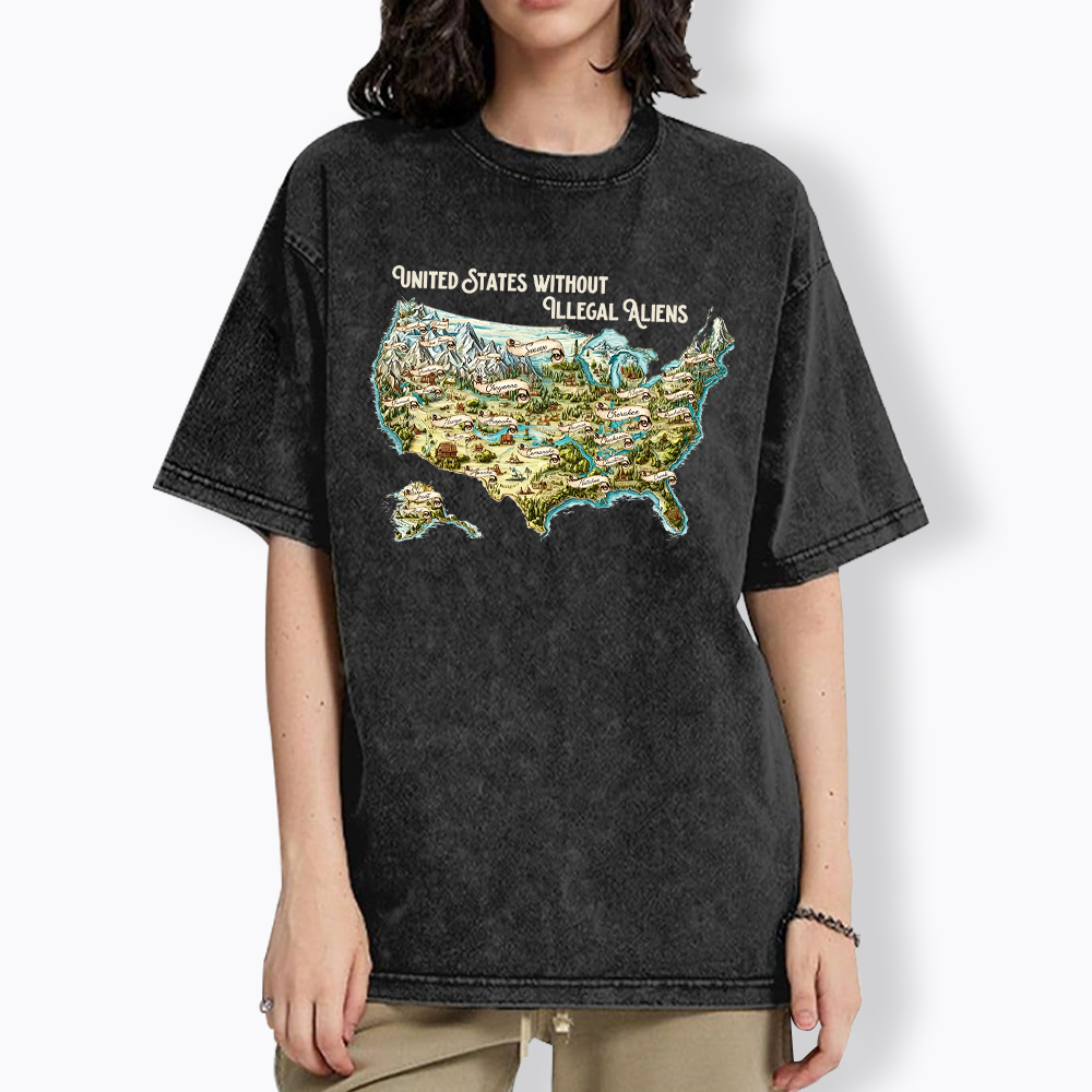 United States Without Illegal Aliens Washed T-Shirt