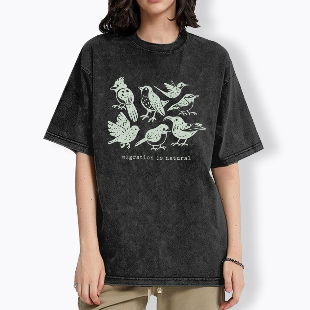 Migration Is Natural Pro Immigration Washed T-Shirt