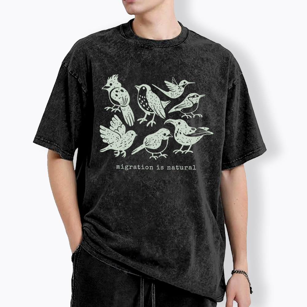 Migration Is Natural Pro Immigration Washed T-Shirt