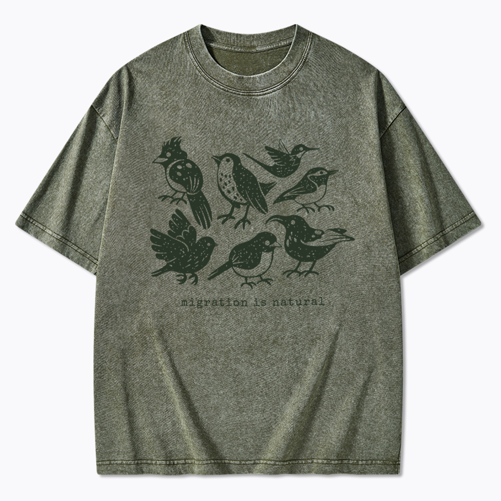 Migration Is Natural Pro Immigration Washed T-Shirt