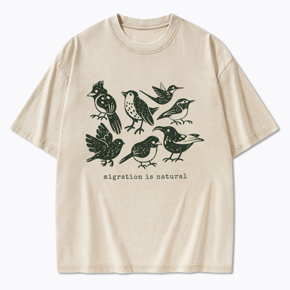 Migration Is Natural Pro Immigration Washed T-Shirt