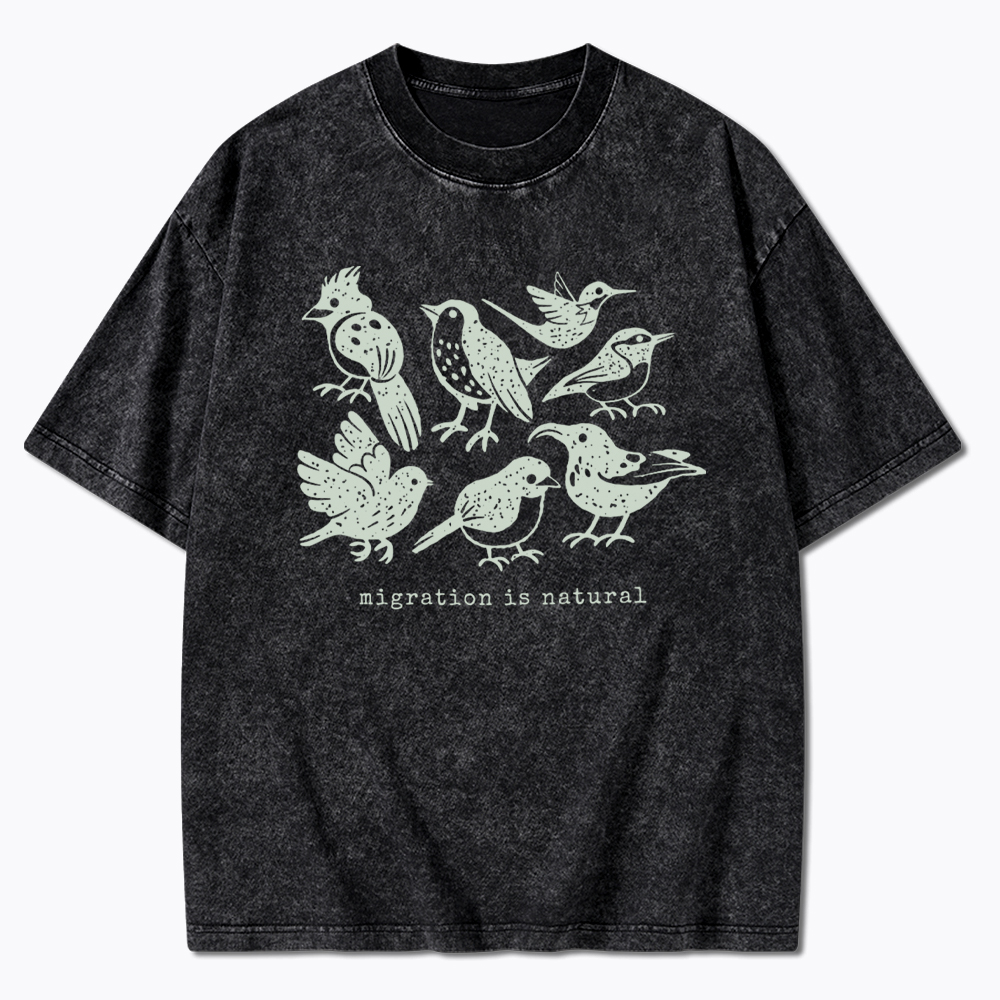 Migration Is Natural Pro Immigration Washed T-Shirt