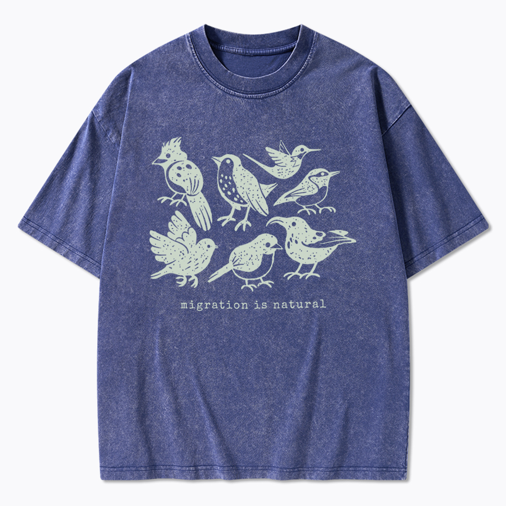 Migration Is Natural Pro Immigration Washed T-Shirt