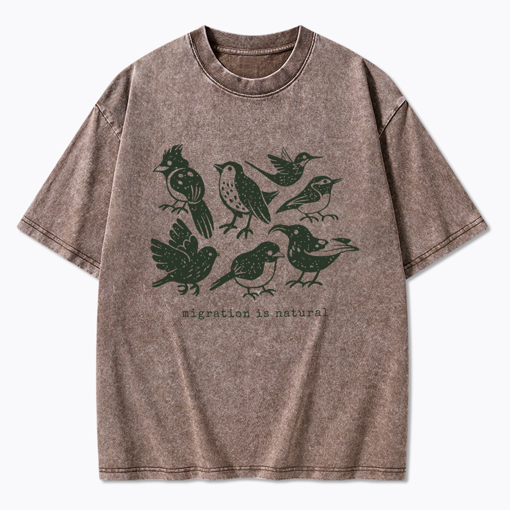 Migration Is Natural Pro Immigration Washed T-Shirt